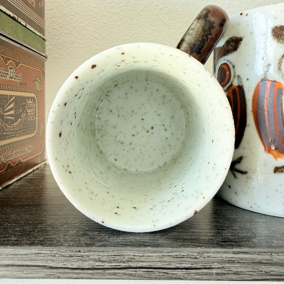 Vintage 1970s Owl Mug Pair Japan Stoneware Cozy Woodland Kitchen - Picture 5 of 9